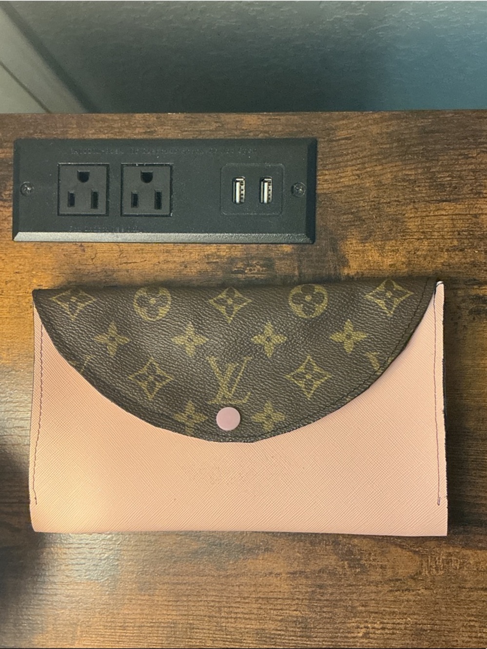 Louis Vuitton Pink and Monogram Slim Envelope Wallet